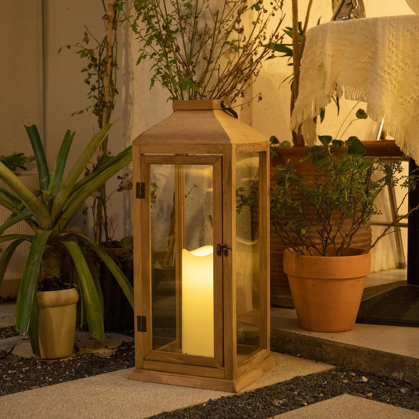 Bdor Paquete de 2 Linternas Decorativas - Linternas de Pino de Nuev...