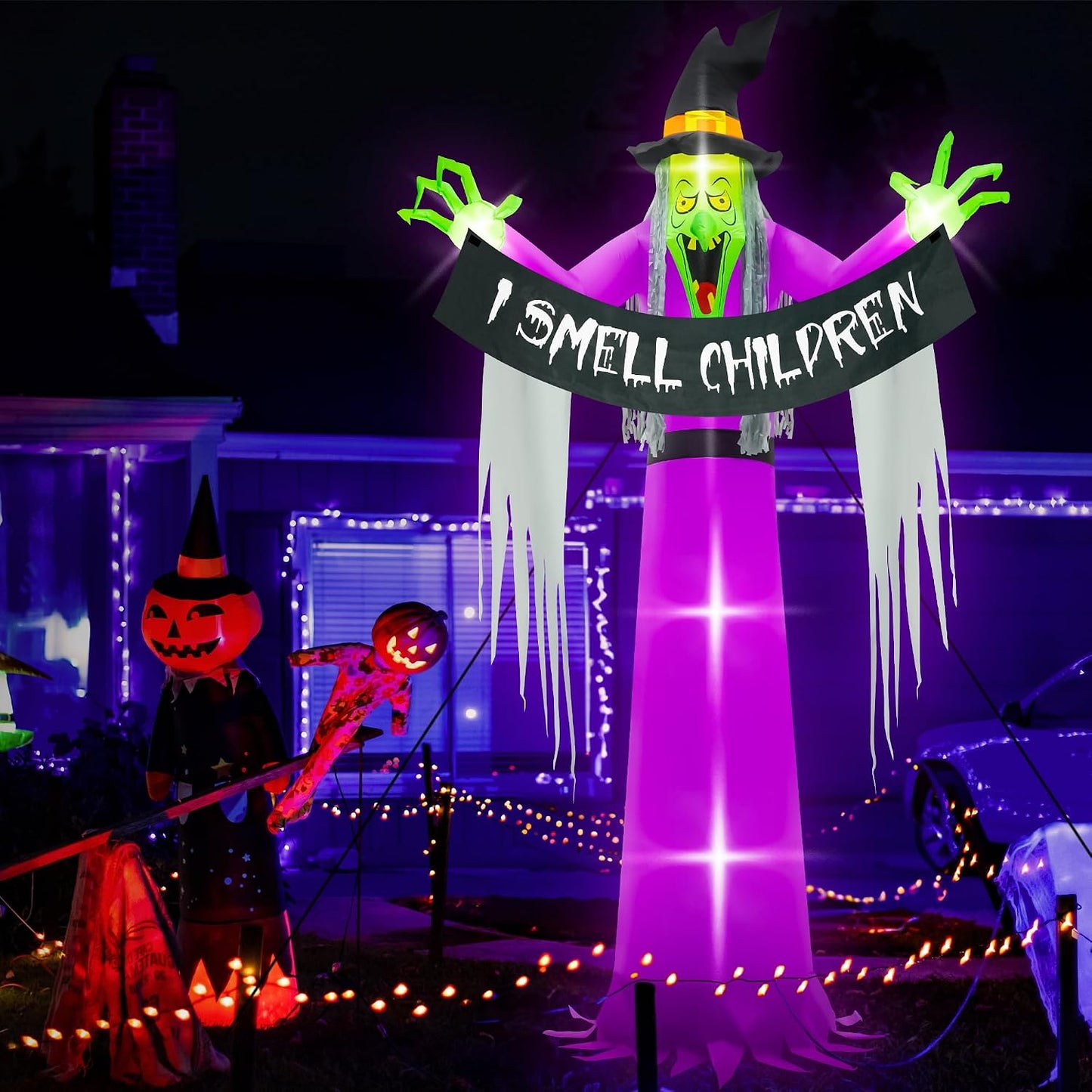 Inflables de Halloween para exteriores de 13 pies, decoración de pa...