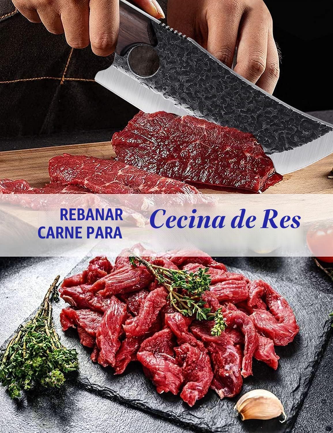 DRGSKL Cuchillo de carnicero forjado a mano con funda de cinturón y...