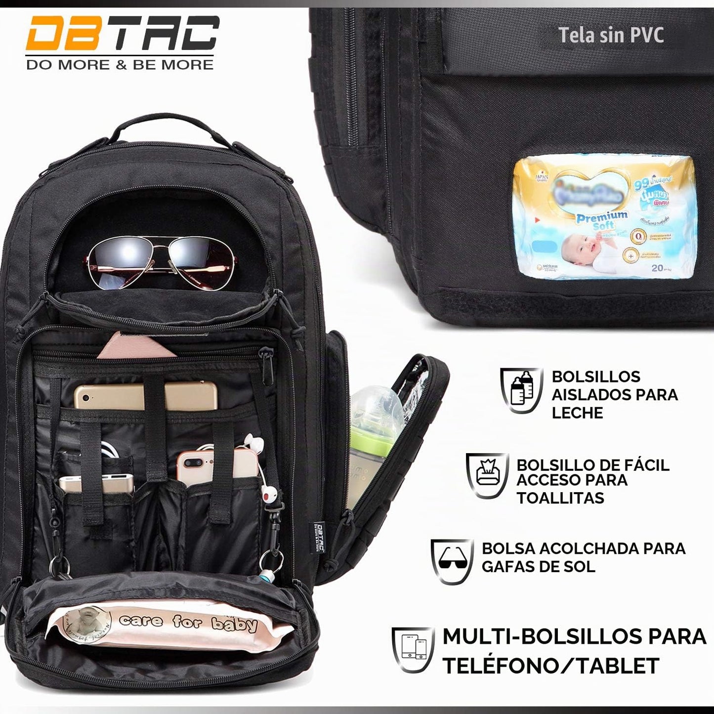 Mochila para pañales para papá DBTAC, bolsa grande de pañales para...