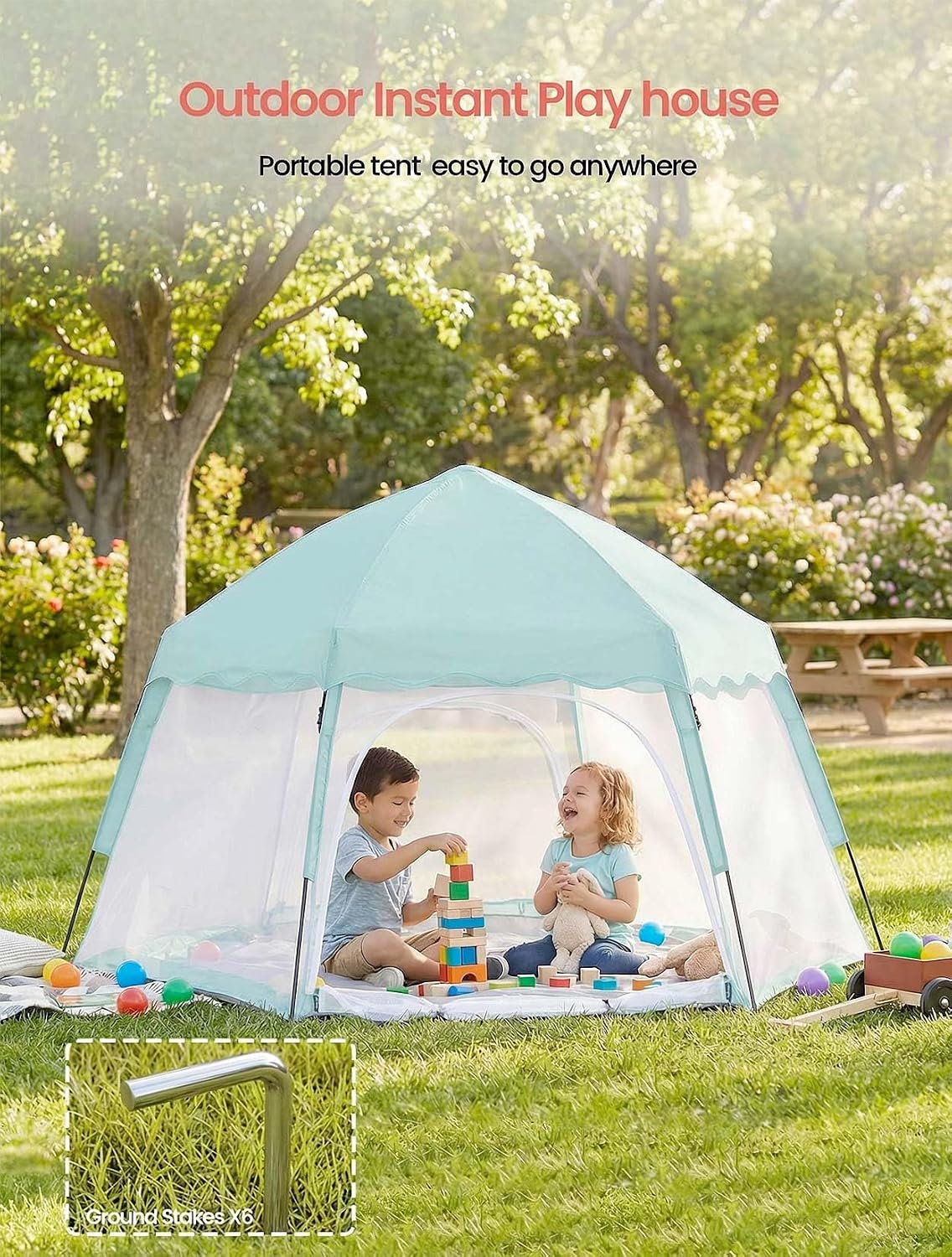 Porayhut Tienda de campaña grande desplegable para niños, casa de j...