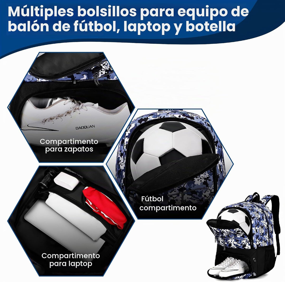 Hsmihair - Mochila de fútbol juvenil - Mochila para fútbol y balonc...