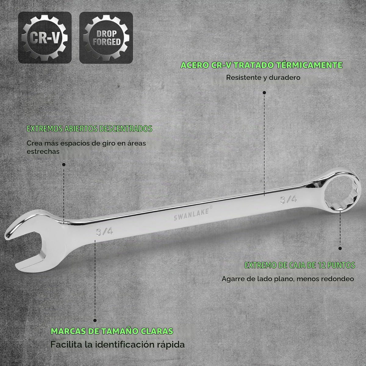 SWANLAKE GARDEN TOOLS Juego de llaves SAE de 15 piezas, juego de ll...