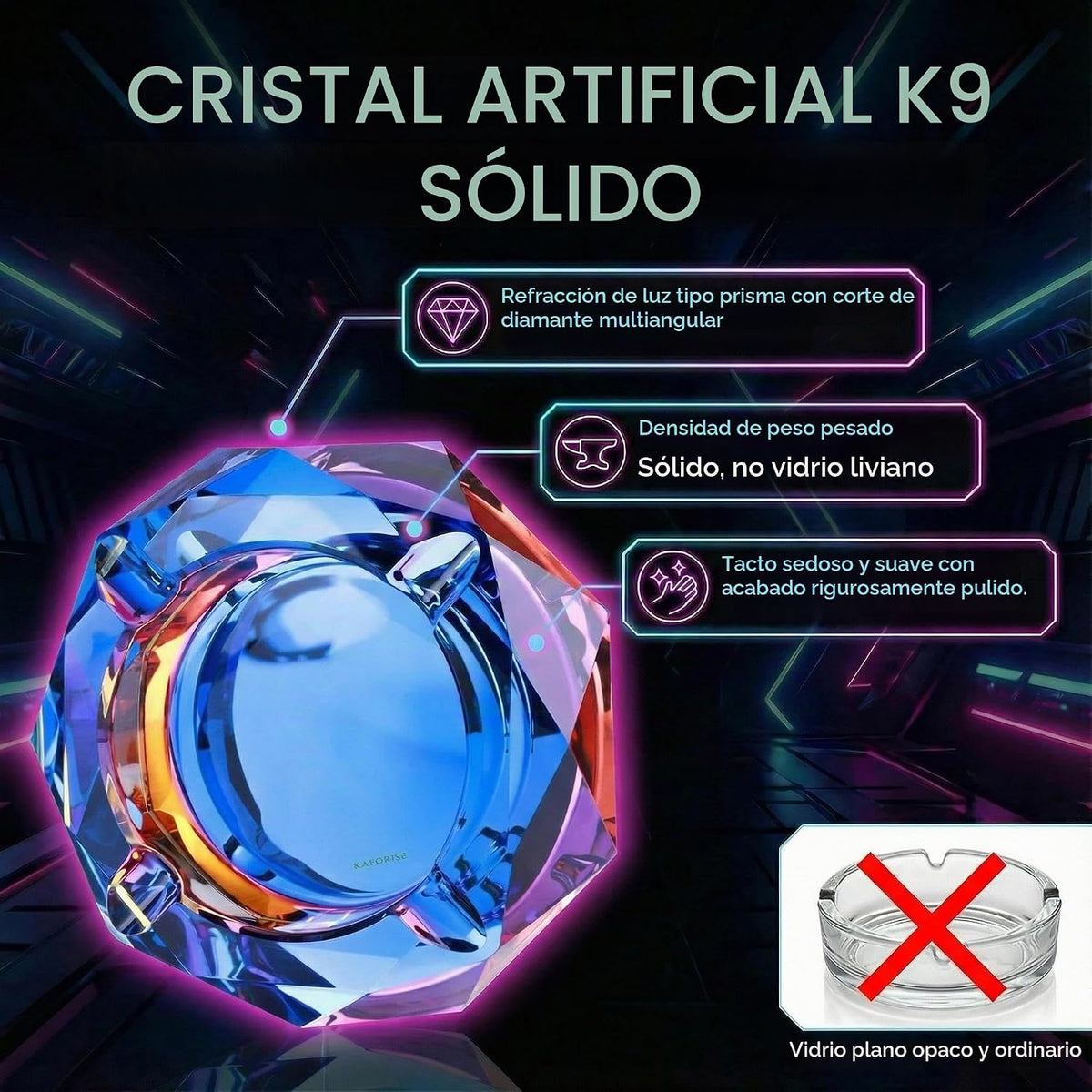 Kaforise Cenicero K9 de cristal pesado para cigarrillos \u2013 Ceni...