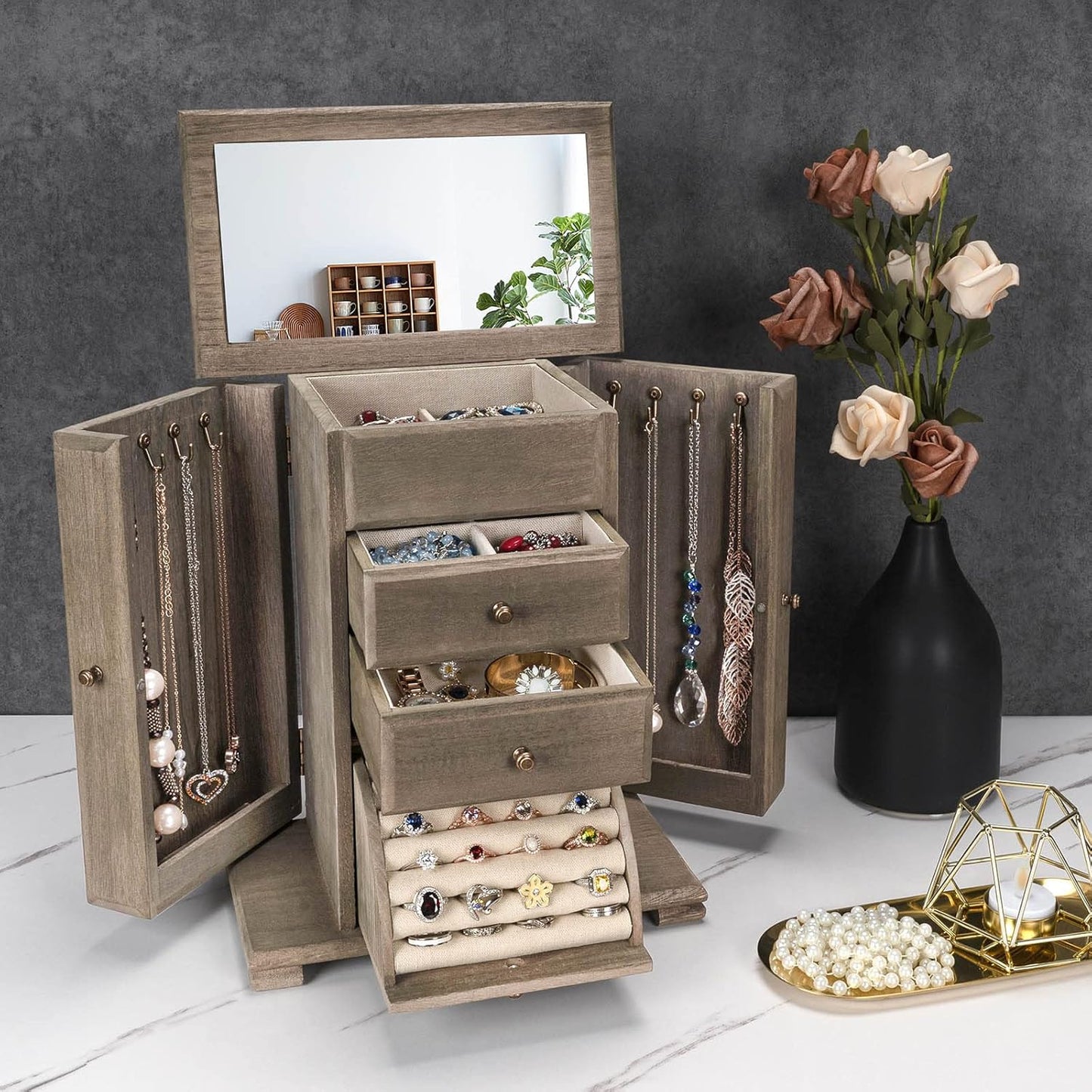 Emfogo - Joyero para mujer, cajas de joyería y organizadores de mad...