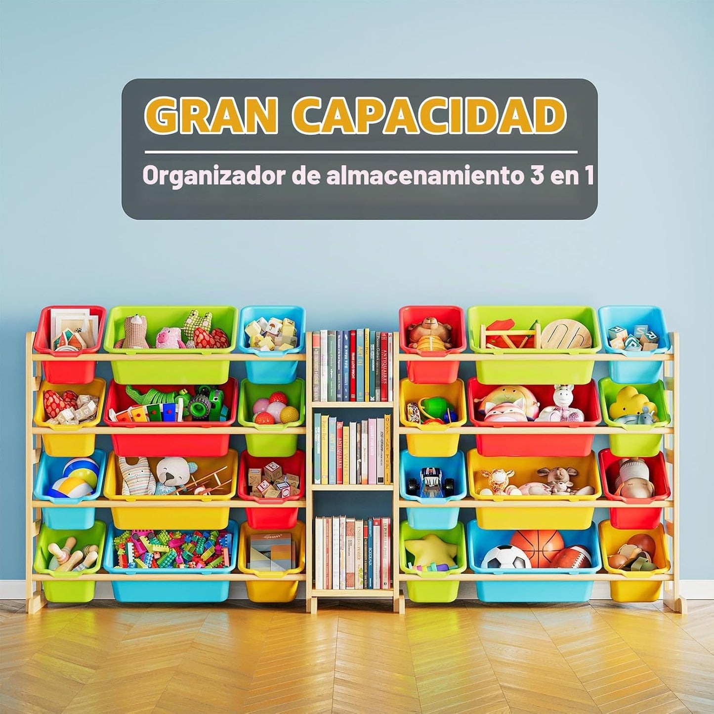 SpaceAid Organizador grande de almacenamiento de juguetes con 24 co...