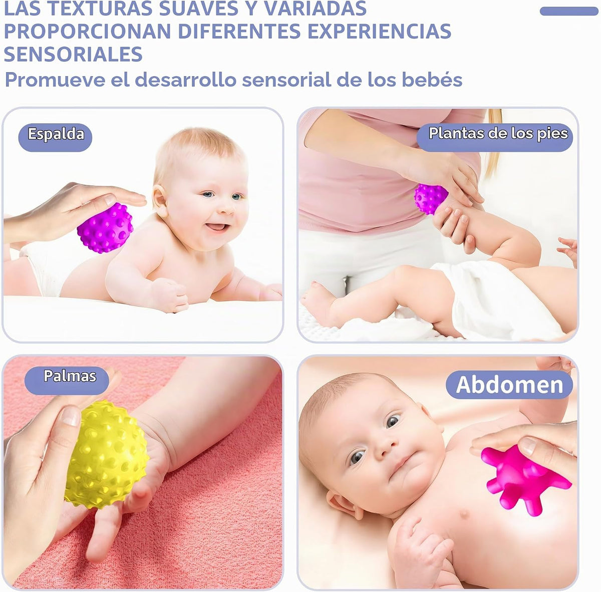 ROHSCE Pelotas sensoriales, juguetes Montessori con sonajero de beb...