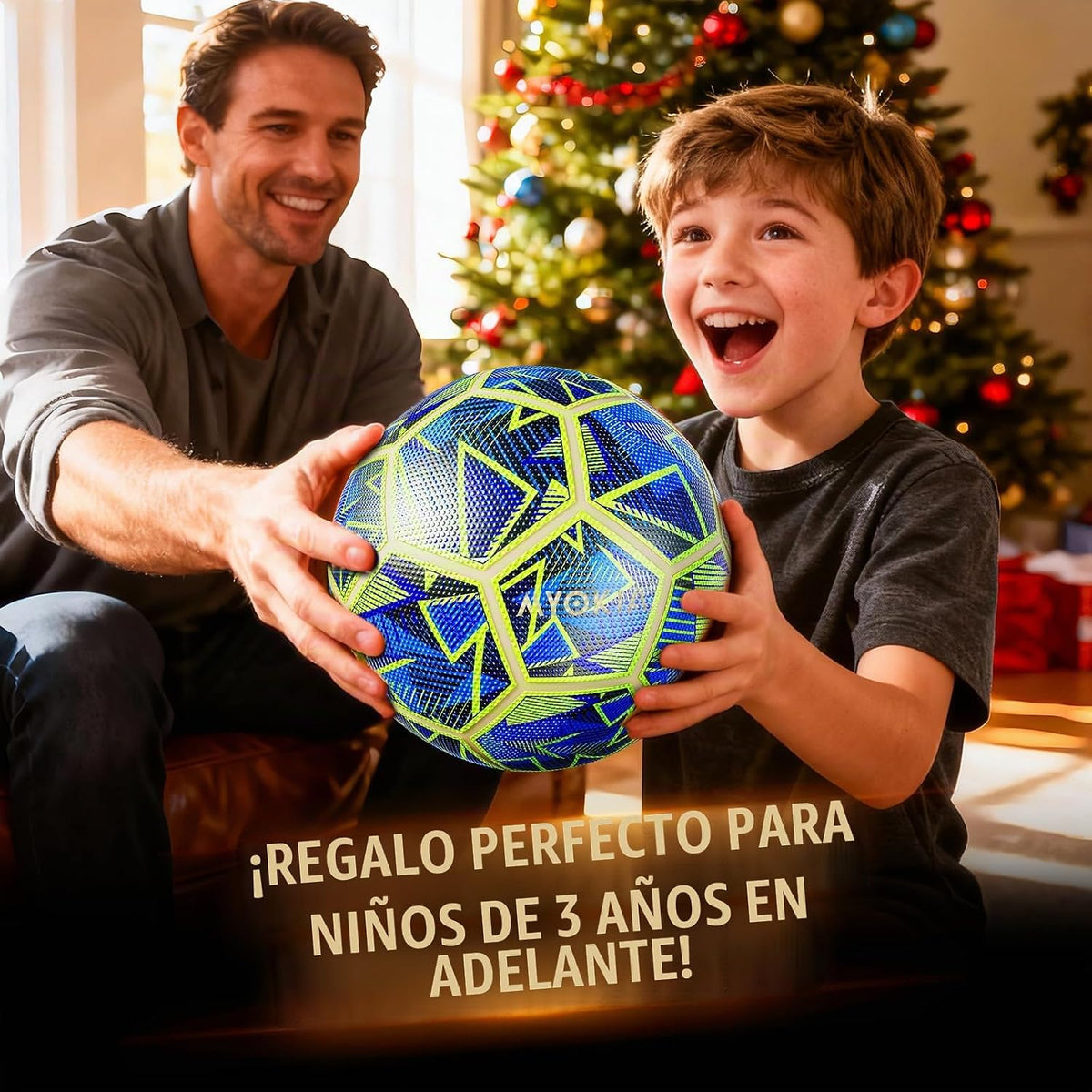 MYOKIA Balón de fútbol de tamaño 5 con luz RGB recargable que brill...