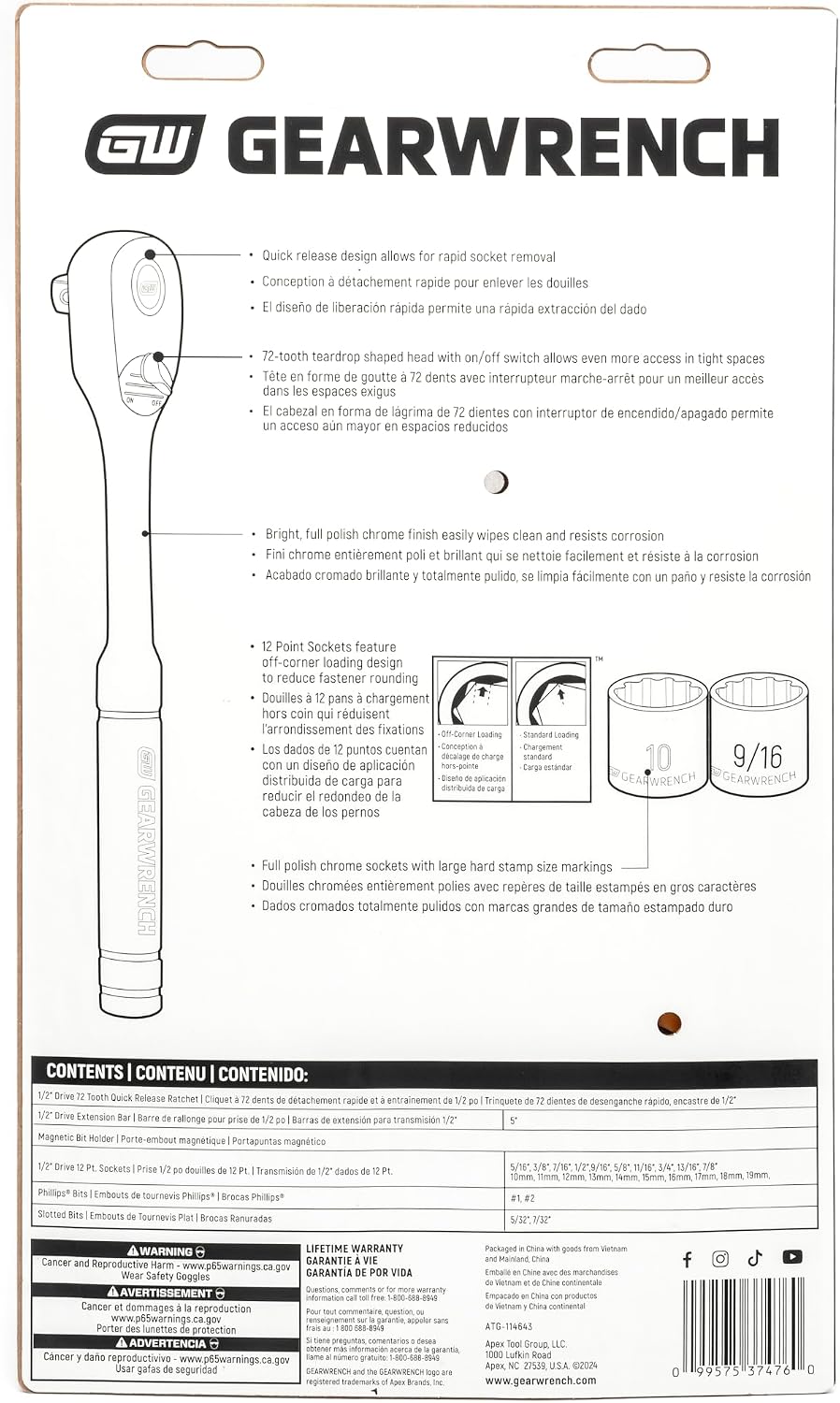 GEARWRENCH 27 Pieza 1\/2" Drive 12 Puntos SAE\/Métrica Juego de...