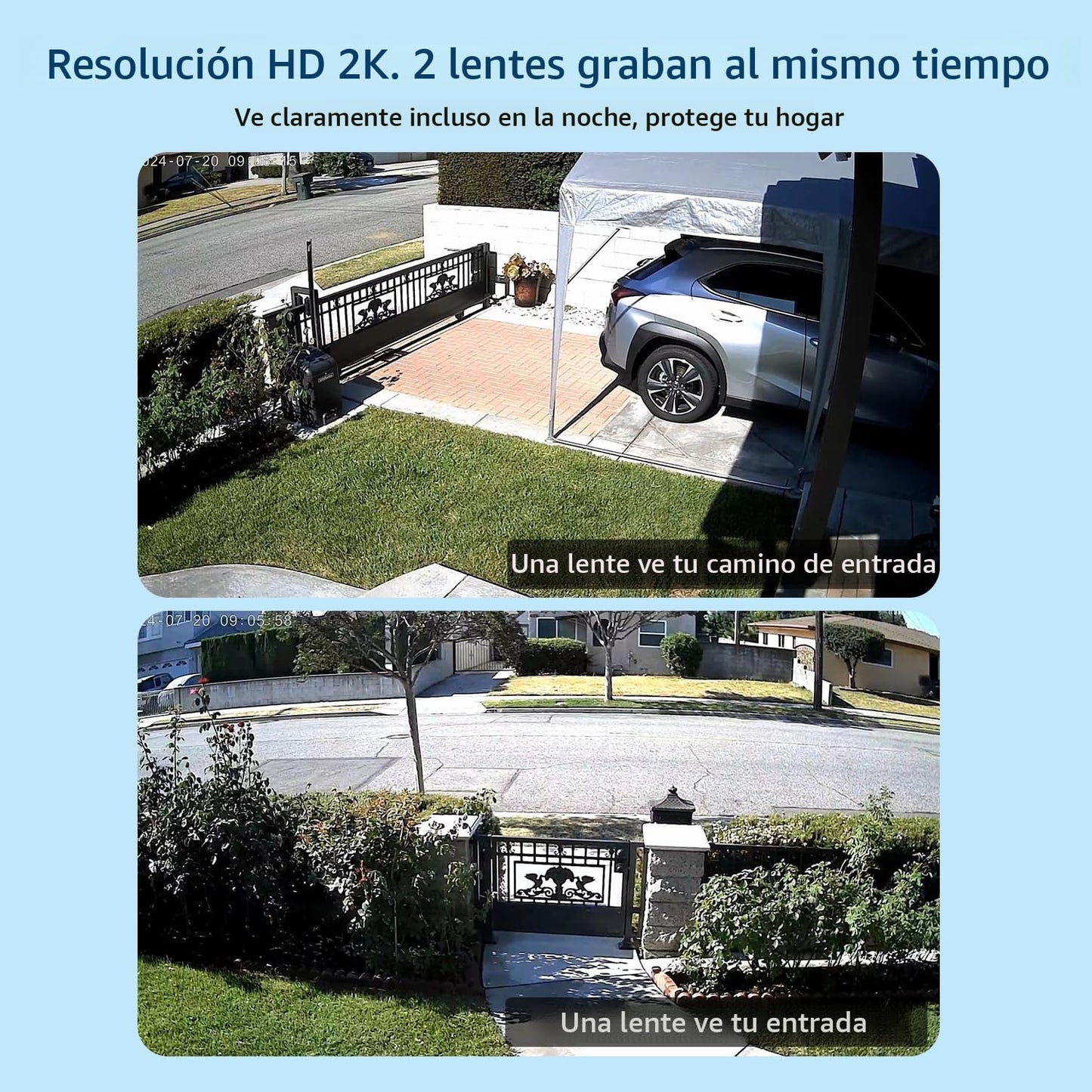 LETSCEE Cámara de seguridad WiFi de doble lente para exteriores, 2....