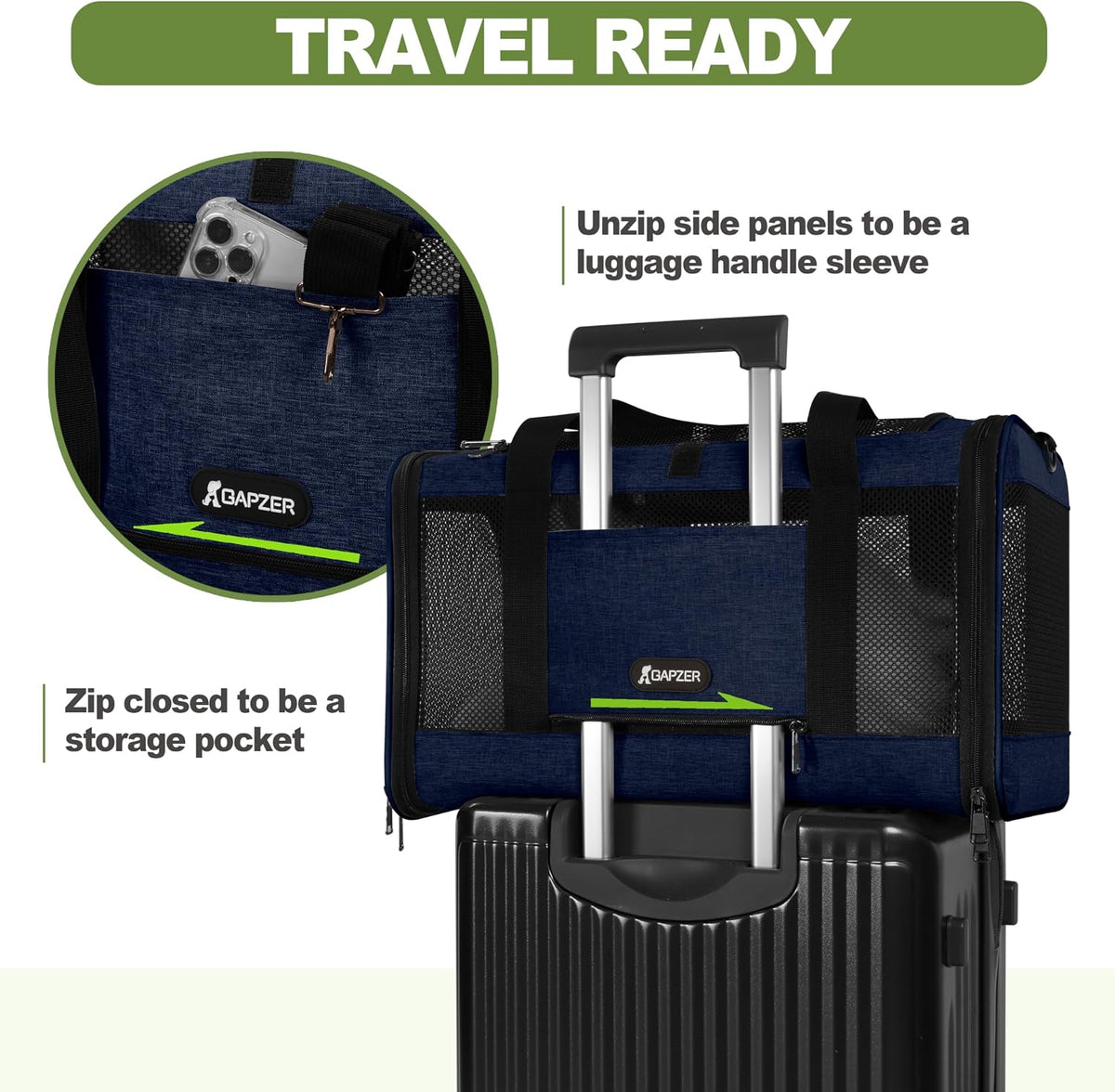 GAPZER - Transportador para gatos de 18 x 11 x 11 pulgadas, aprobad...