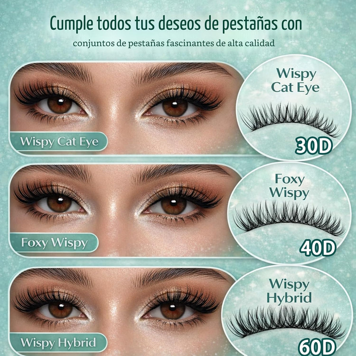 FebFeb Kit de 640 extensiones de racimo de pestañas 30D+40D, pestañ...