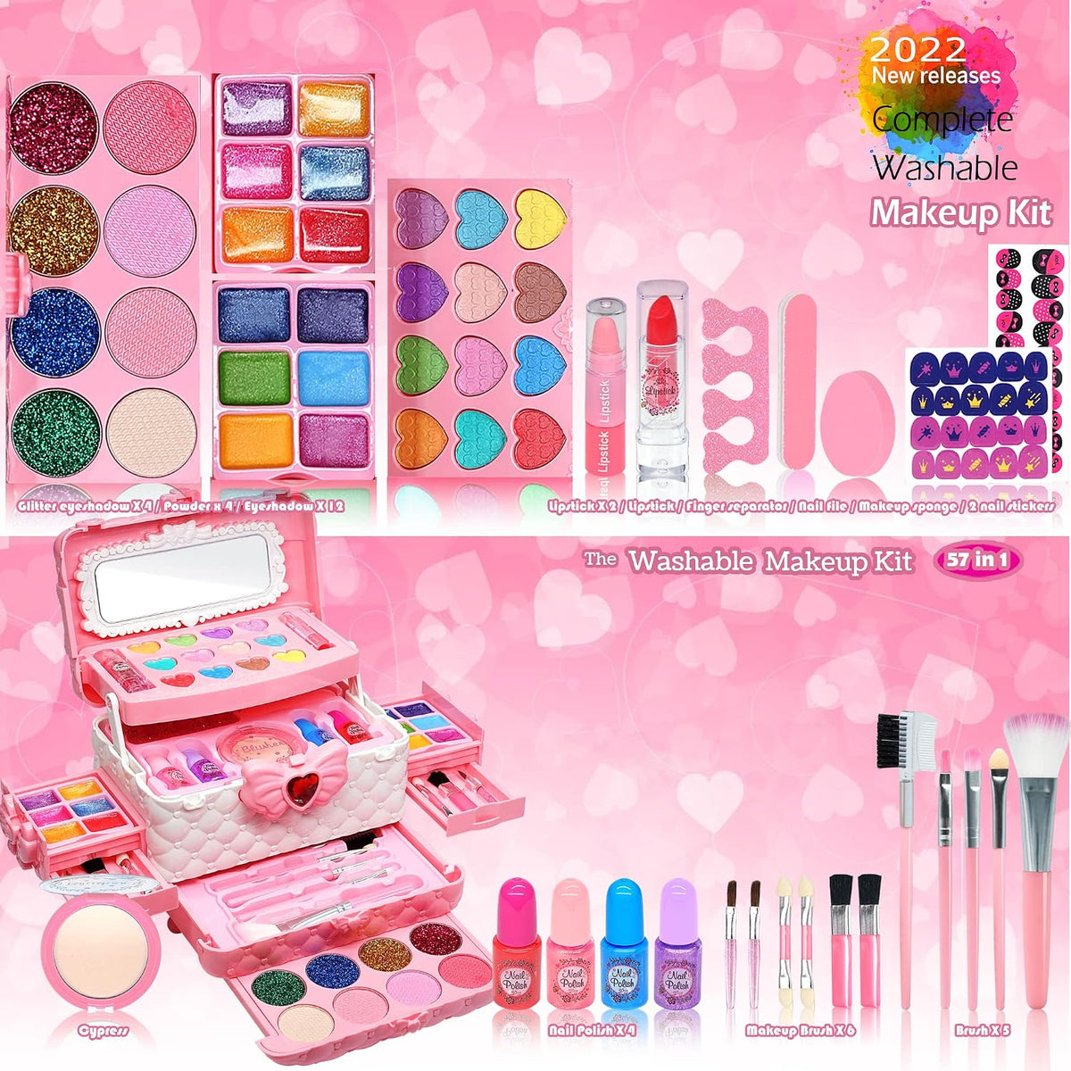 Kit de maquillaje infantil para niña, juguete lavable de princesa,...