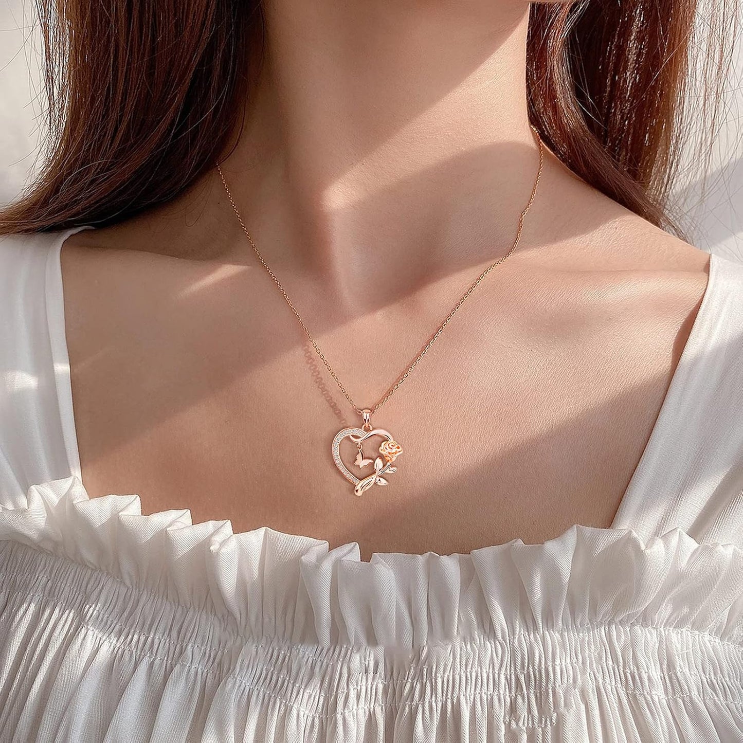 Alsanix - Collar de Corazón para Mujer, Plata de Ley\/Chapado en Or...