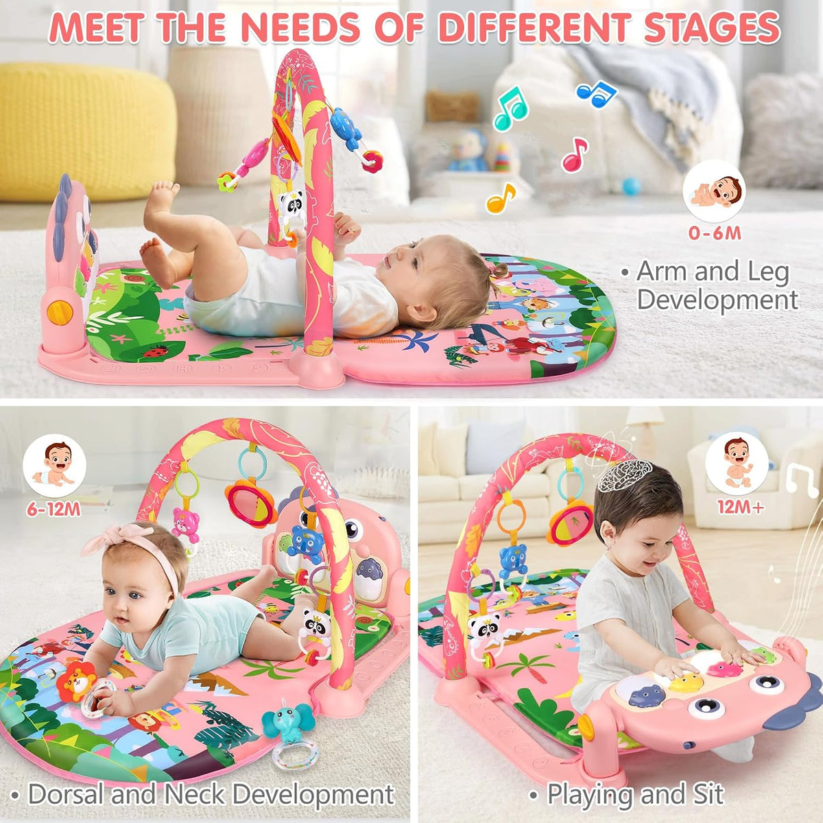UMIKU Tapete de juego para bebés, centro de actividades para gimnas...