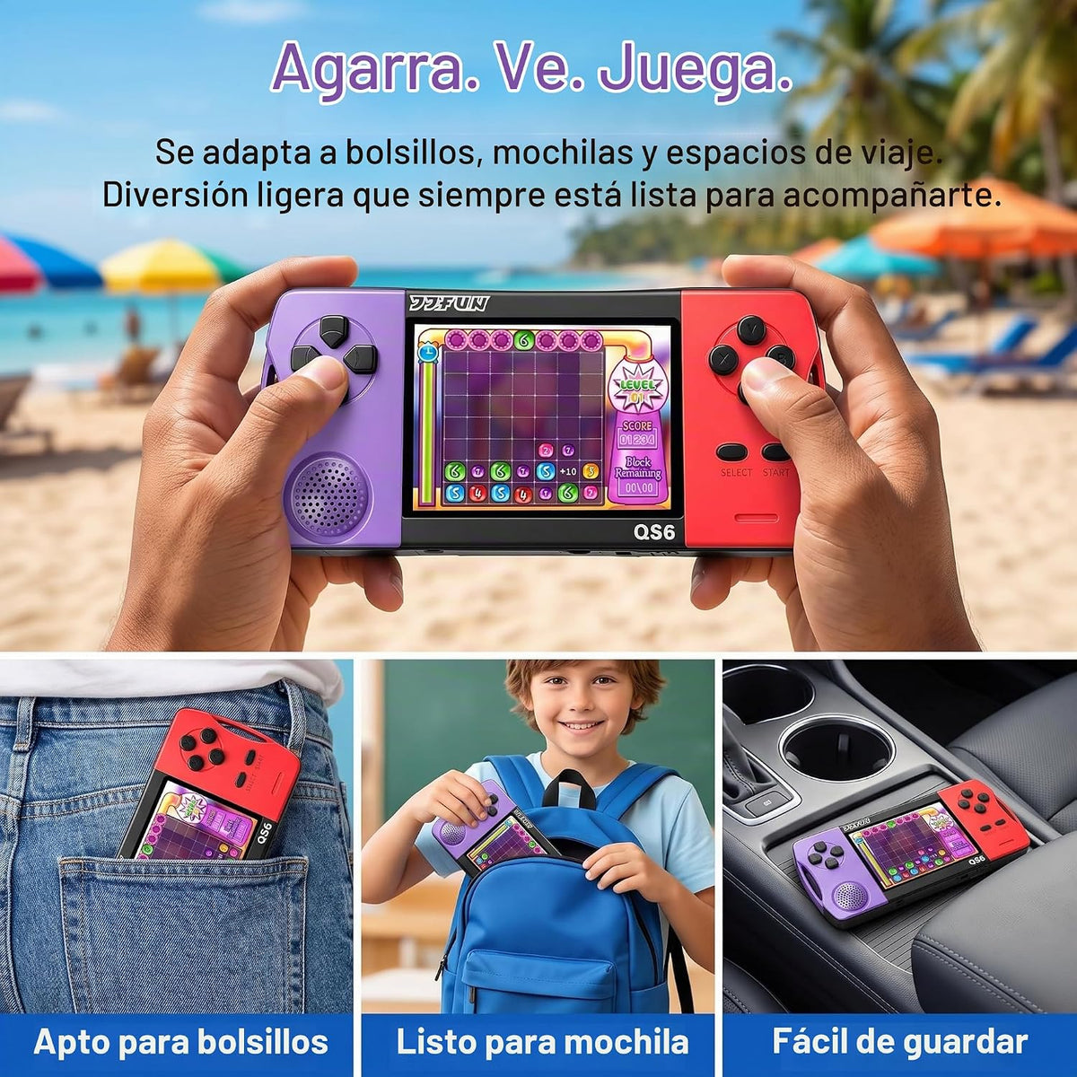 Juegos de mano de 16 bits para niños con pantalla grande IPS de 3.2...