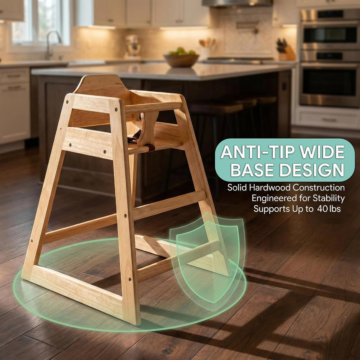 LA Baby Silla alta de madera \u2013 Trona de madera maciza estilo r...