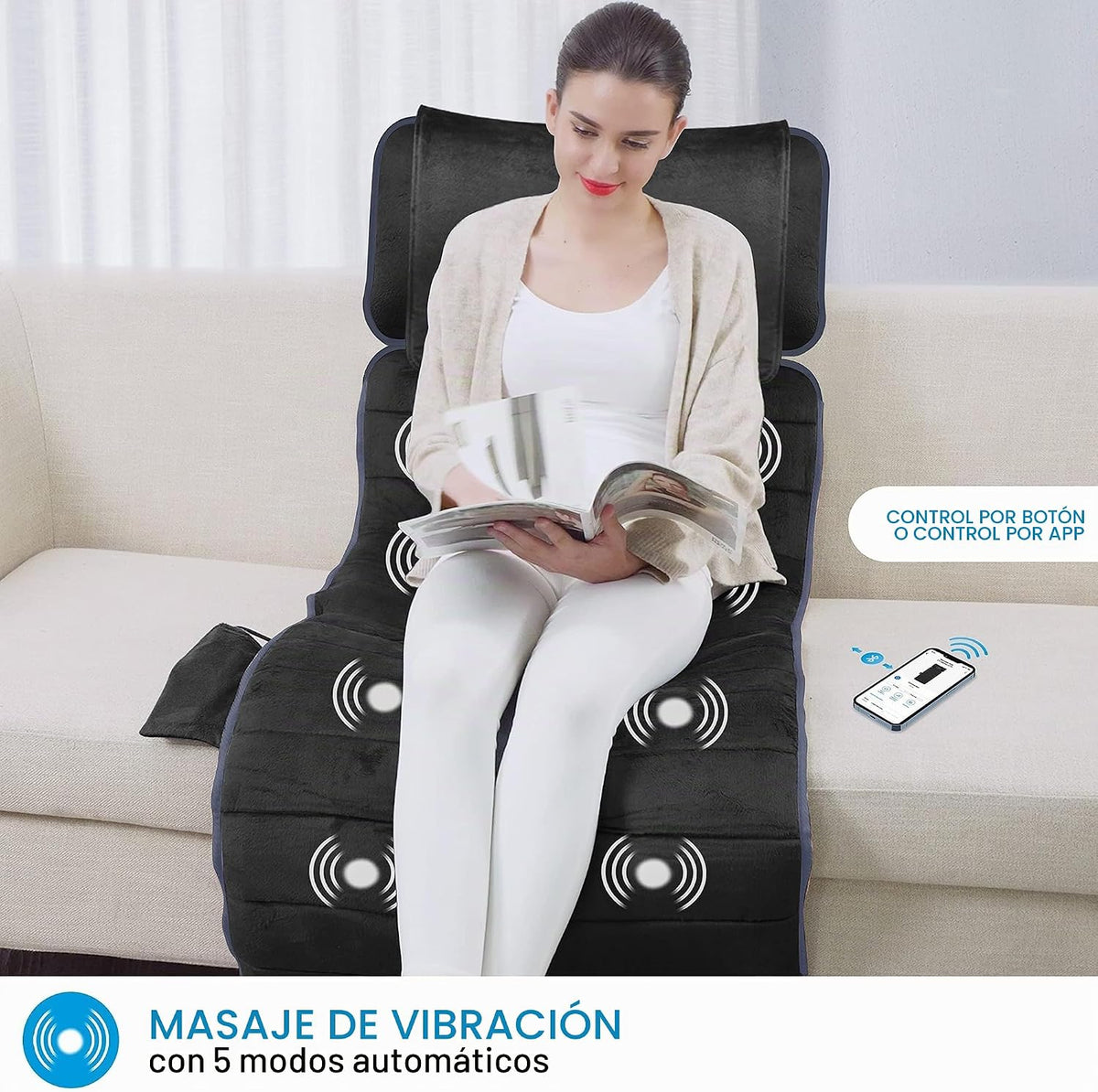 COMFIER Esterilla de masaje de cuerpo completo con calor y vibració...