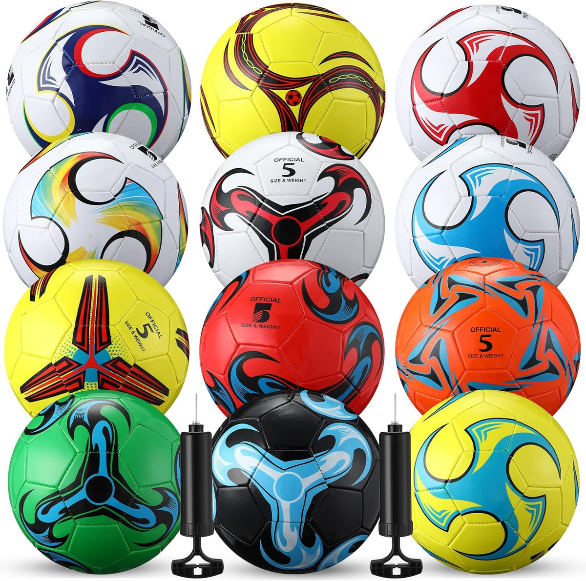Lunmon 12 pelotas de fútbol a granel con 2 bombas, tamaño oficial,...