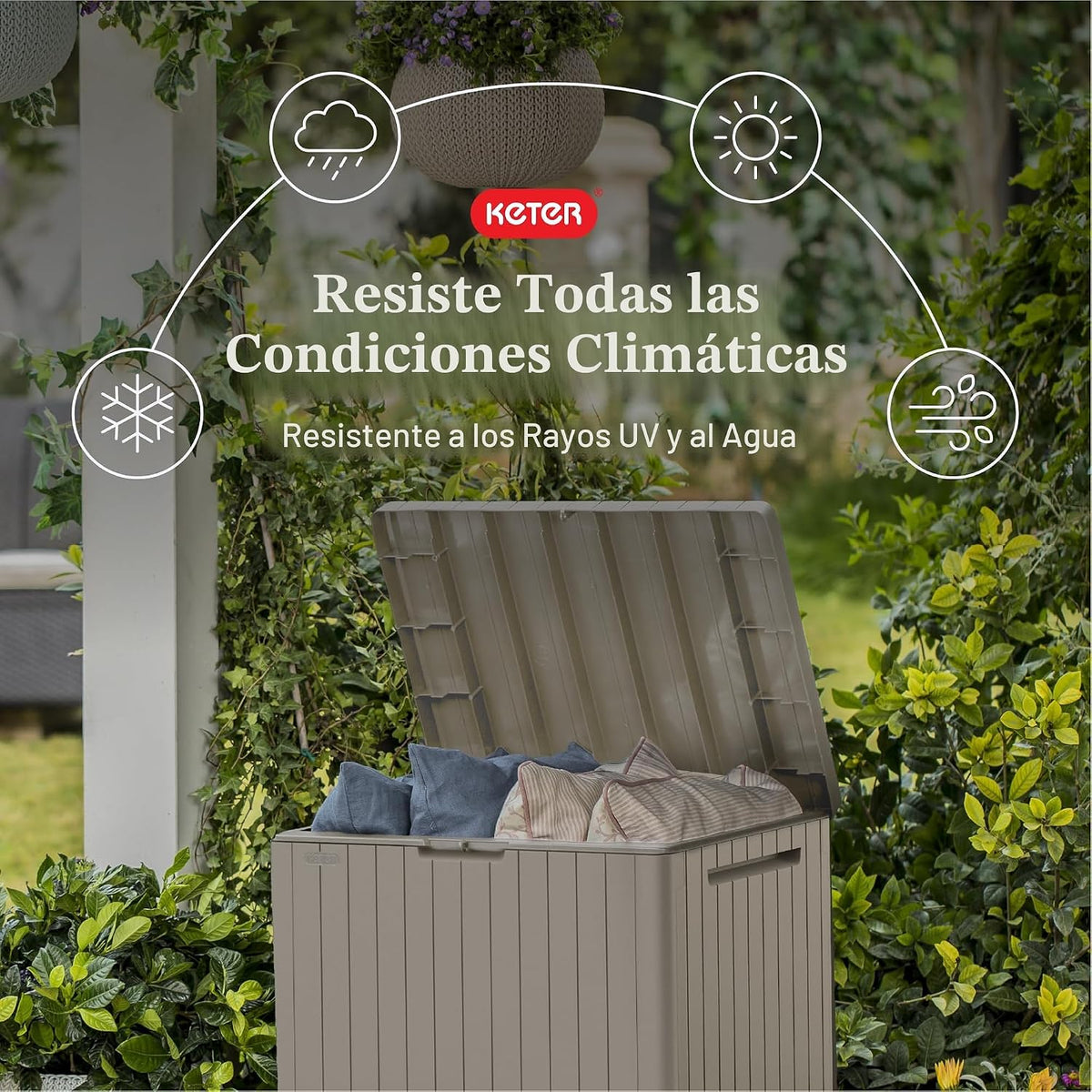 Keter City - Caja de almacenamiento exterior de resina de 30 galone...
