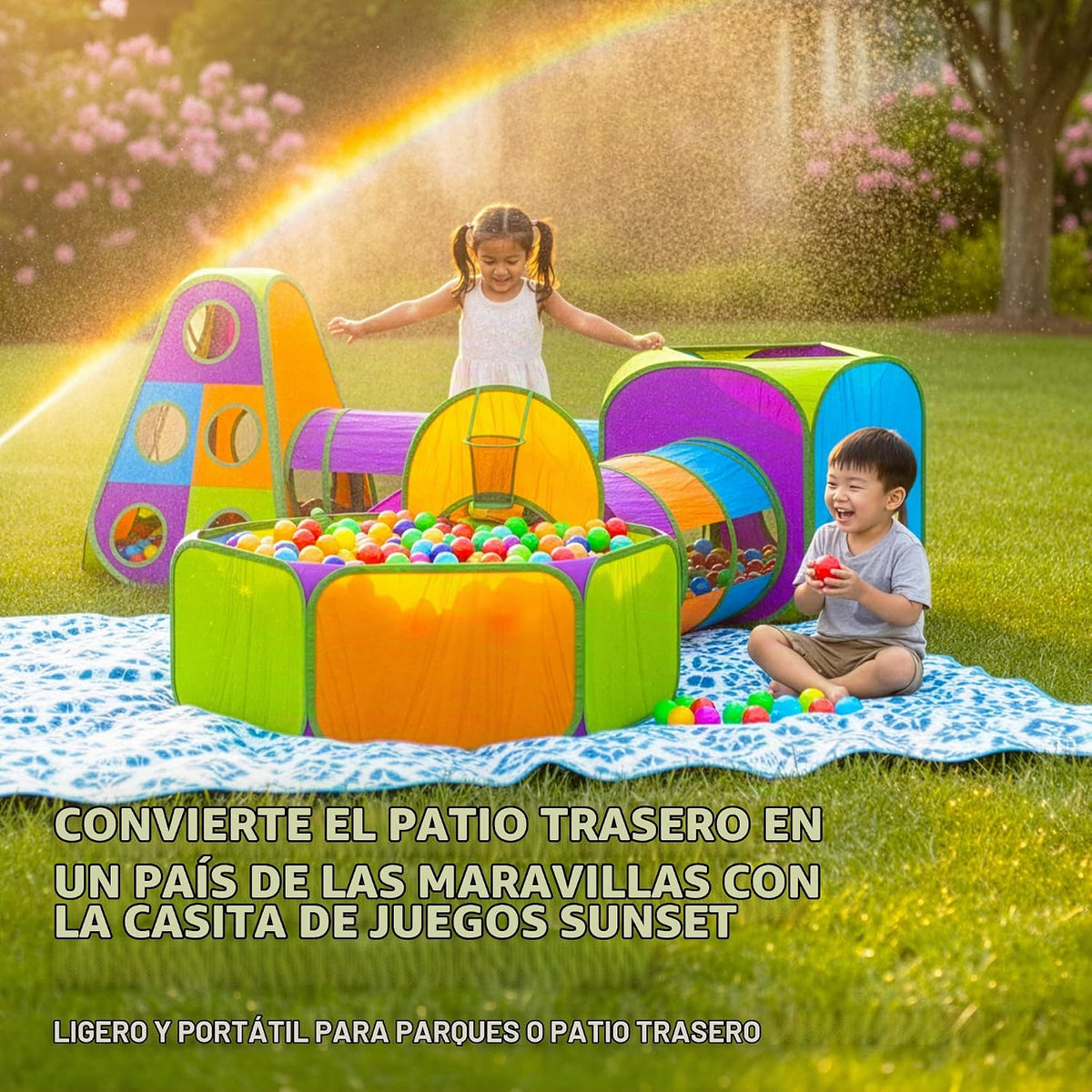 Playz Tienda de campaña desplegable de 5 piezas para niños, túnel d...