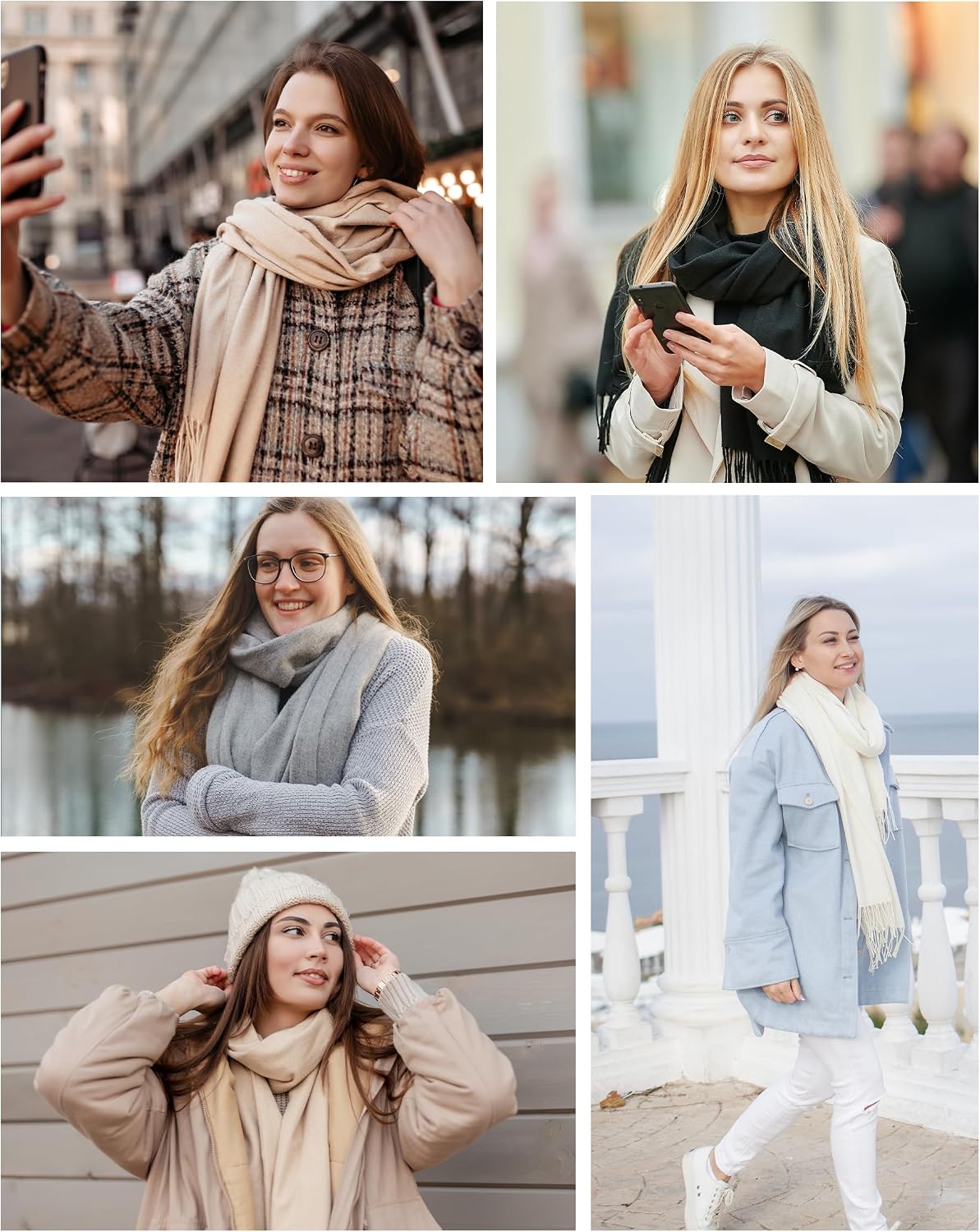 Premillow Bufanda de invierno para mujer, chal de pashmina, bufanda...