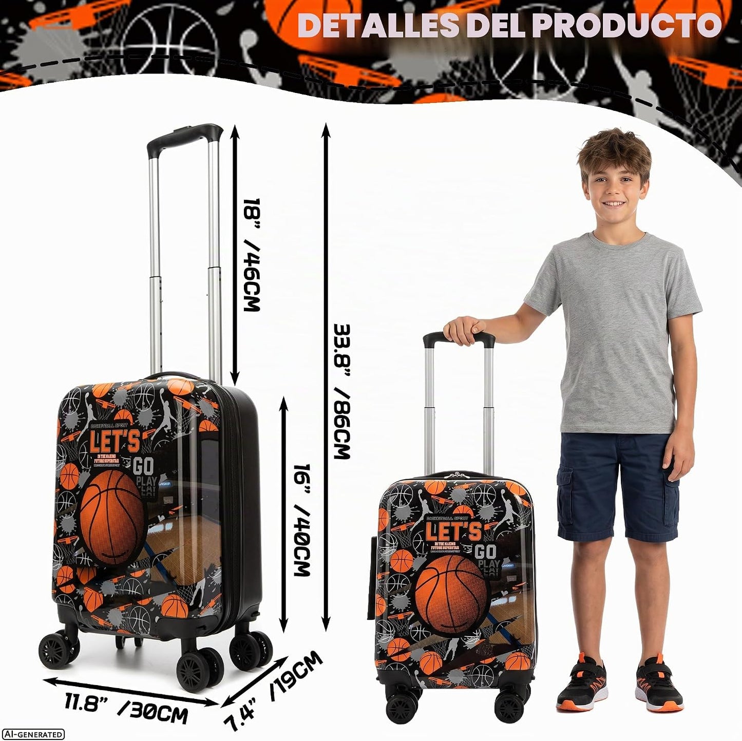 Inprof Juego de maletas para niños, 5 piezas, equipaje rígido de 16...
