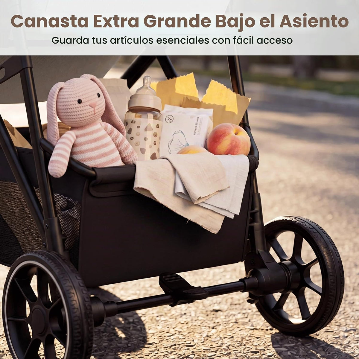 Babideal Cochecito de bebé para recién nacido y niño, plegado con u...