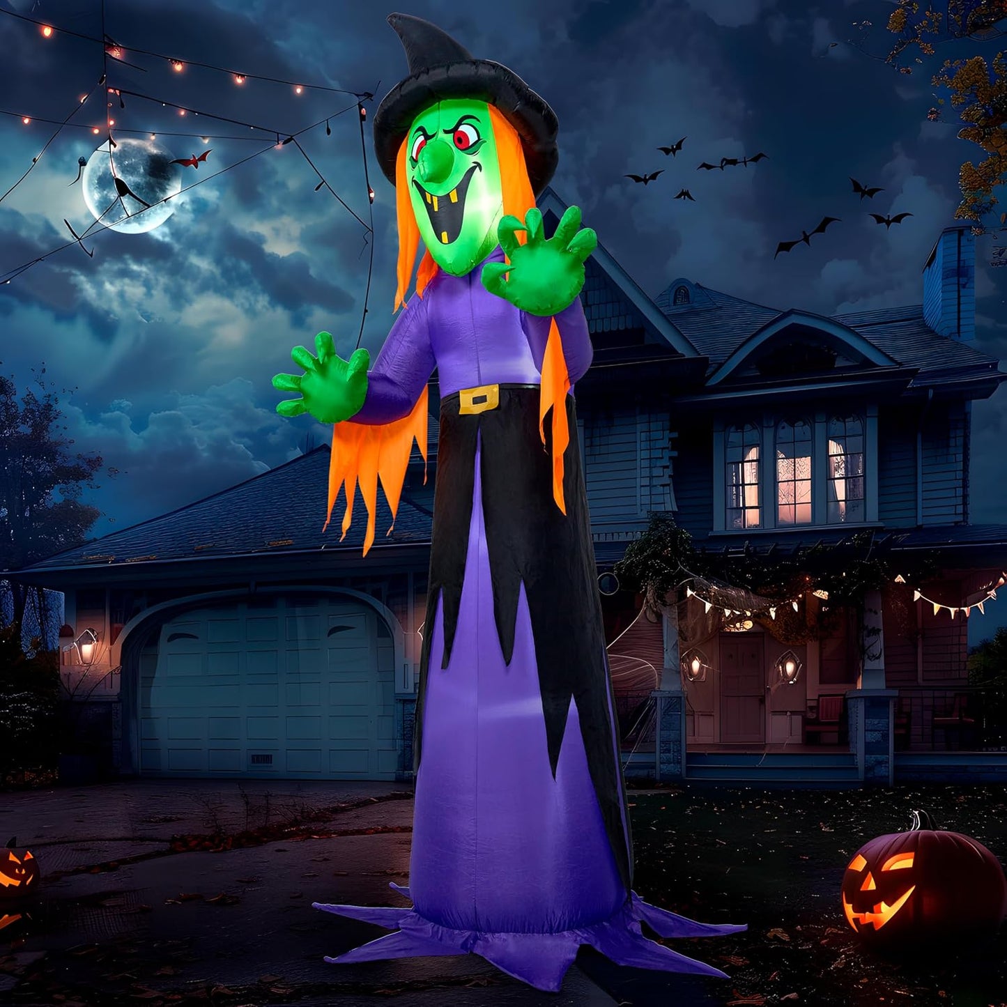 Joiedomi Decoración inflable de Halloween de 12 pies de alto, con l...