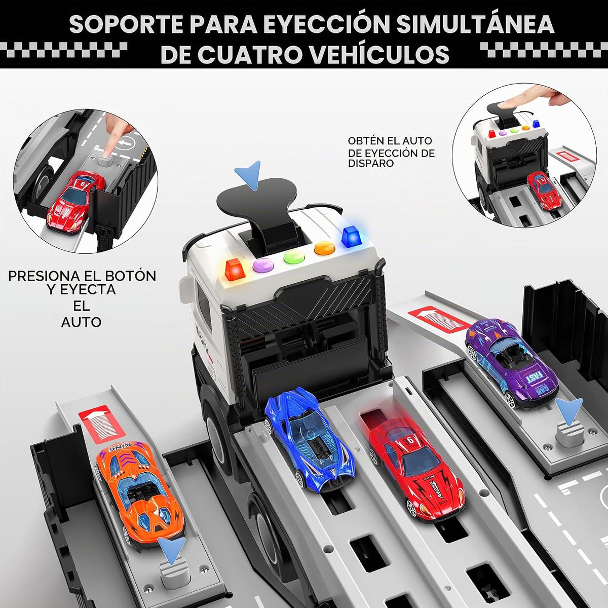 Camión portador pista de carreras juguetes para niños, transporte d...
