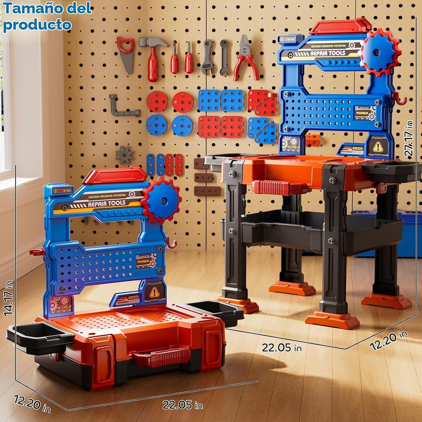 KIZONLY Juego de Herramientas de Juguete para Niños de 3 4 5 6 7 8...