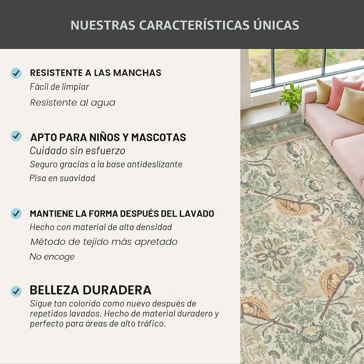 Hazo Haus - Tapetes lavables con diseño floral, para sala de estar,...