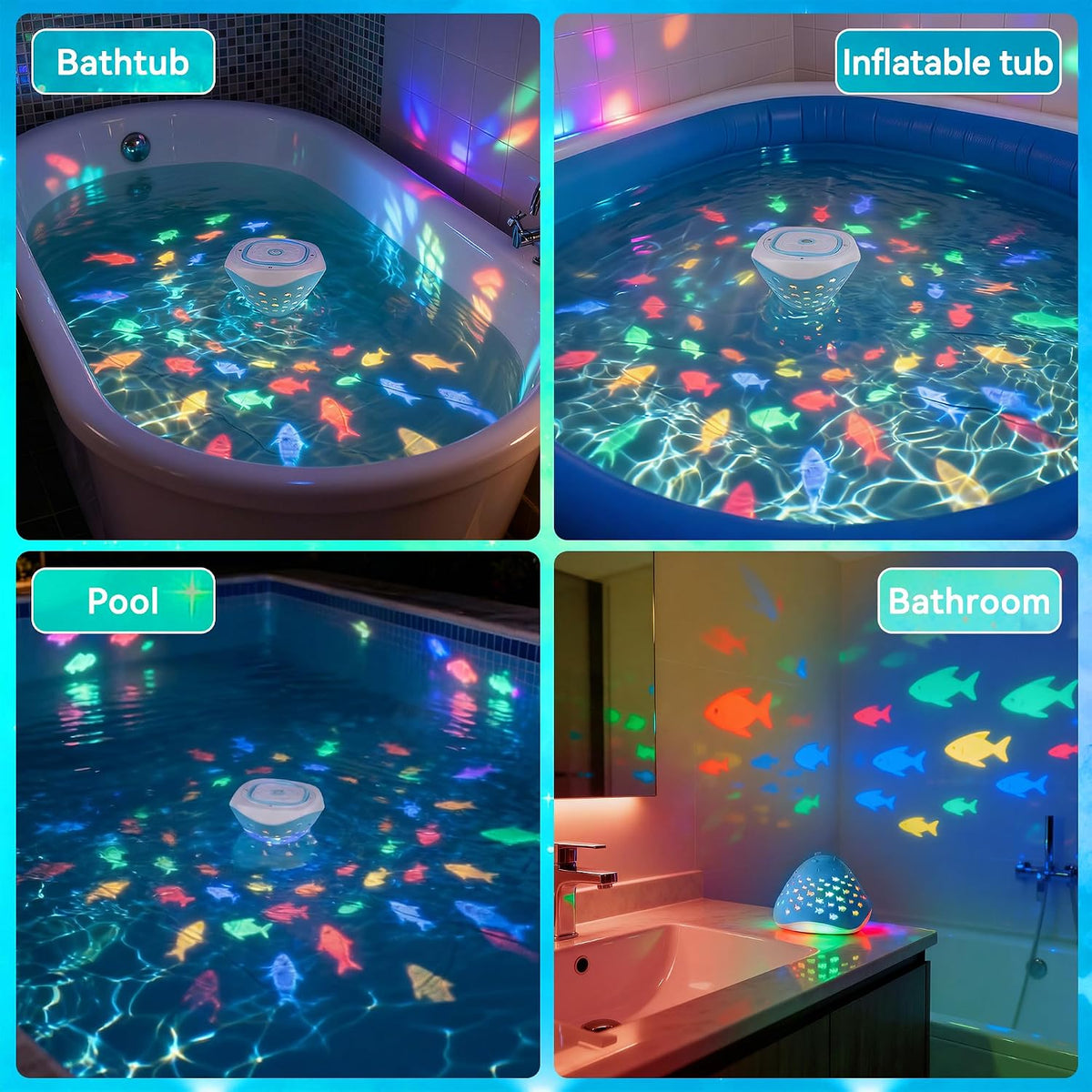 Cambk - Luz impermeable para bañera para niños, funciona con pilas...