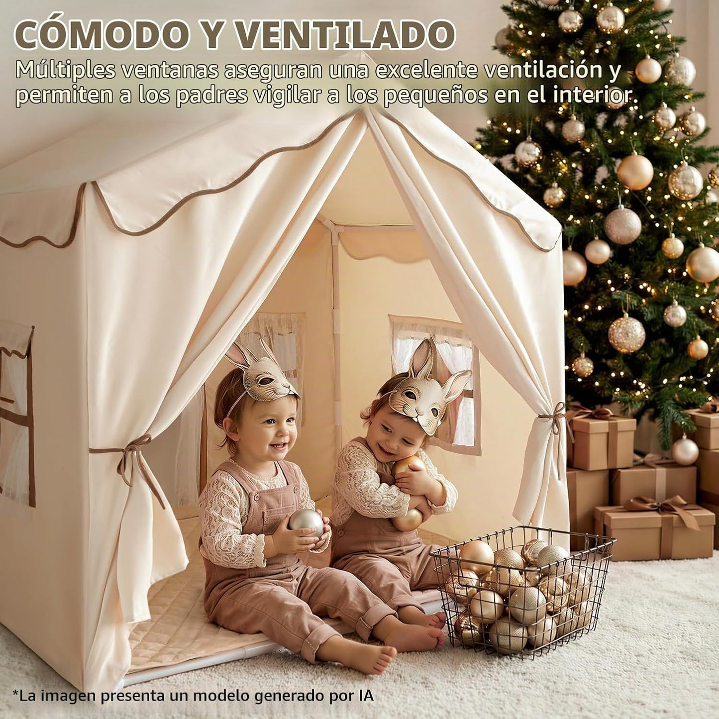 Tienda de campaña para niños con doble puerta castillo de juegos pa...
