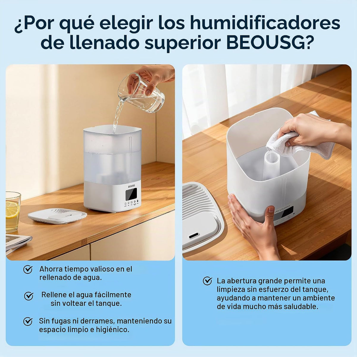 BEOUSG Humidificador ultrasónico de llenado superior de 5L, humidif...