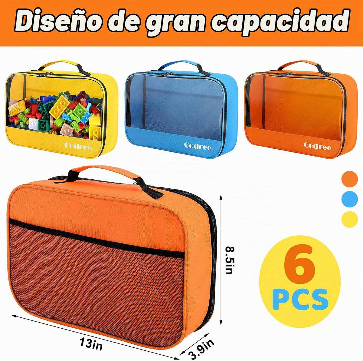 codree Paquete de 6 bolsas grandes de tela Oxford para almacenamien...