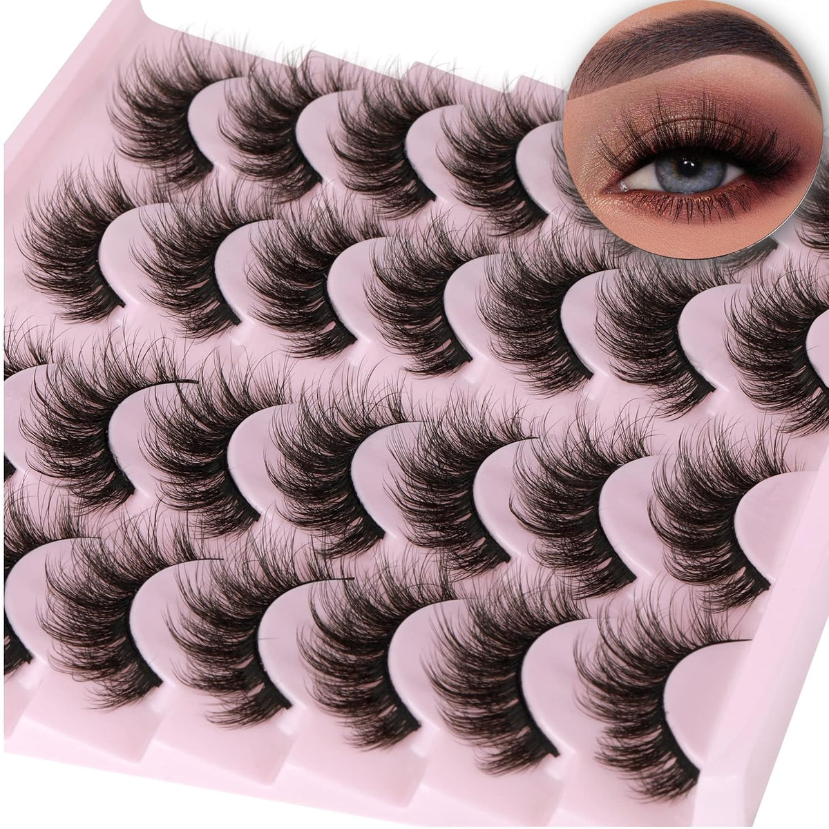 14 pares de pestañas postizas de visón Wispy, aspecto natural, volu...