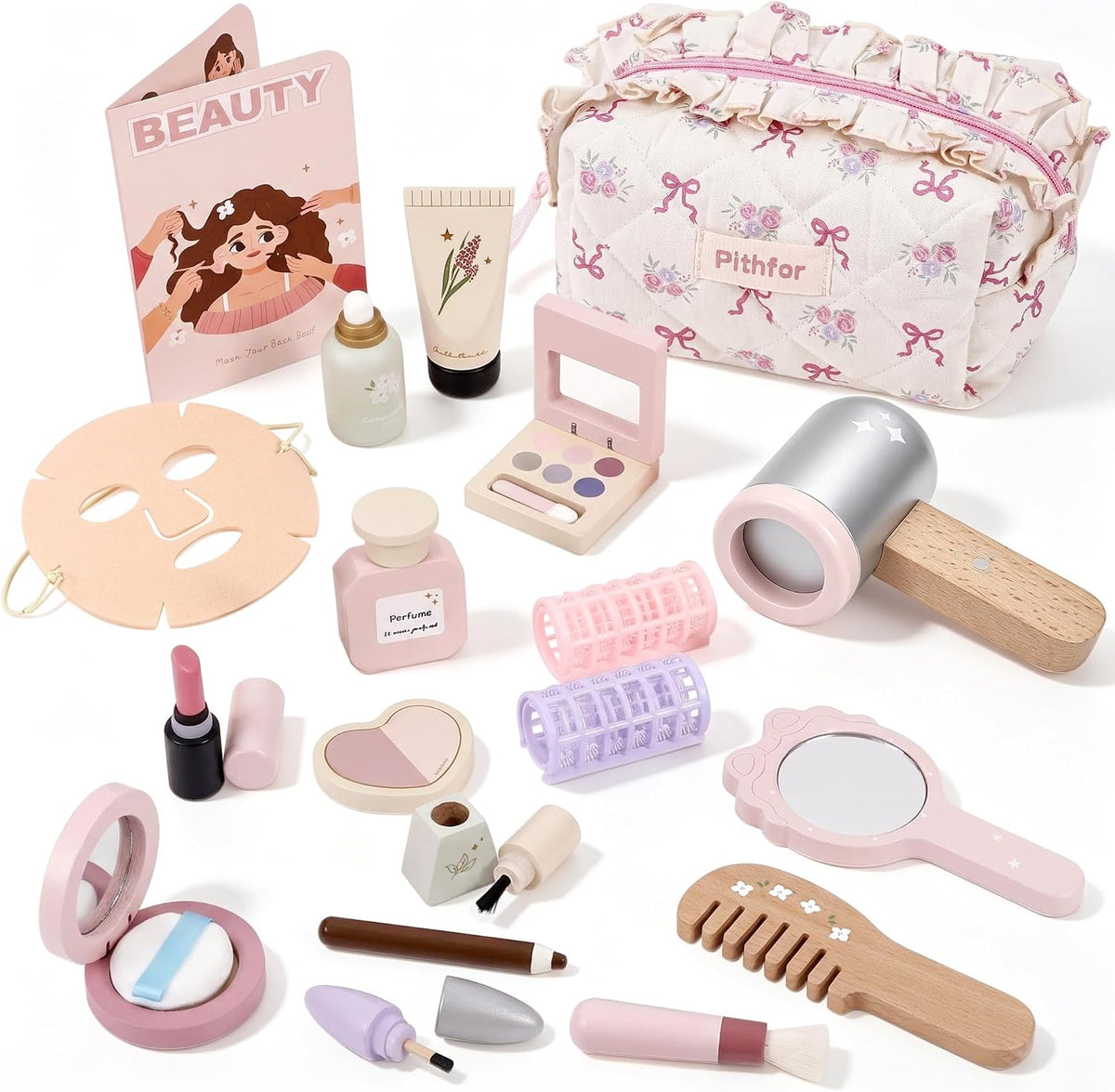 Pithfor Kit de maquillaje de madera para niños pequeños de 3, 4, 5,...