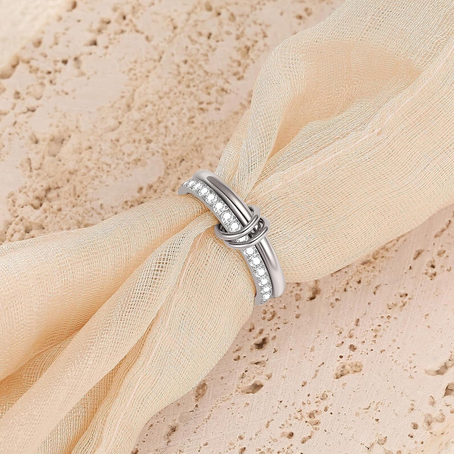 PDWZNBA Anillos apilables chapados en oro de 18 quilates para mujer...