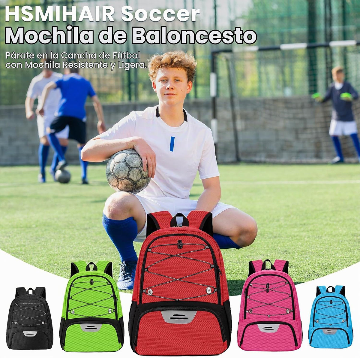 Hsmihair - Mochila de fútbol juvenil - Mochila para fútbol y balonc...