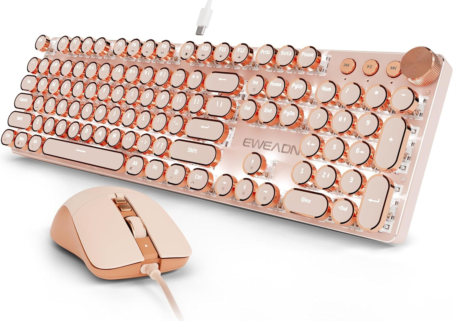 Combo de teclado y mouse con cable para máquina de escribir, interr...