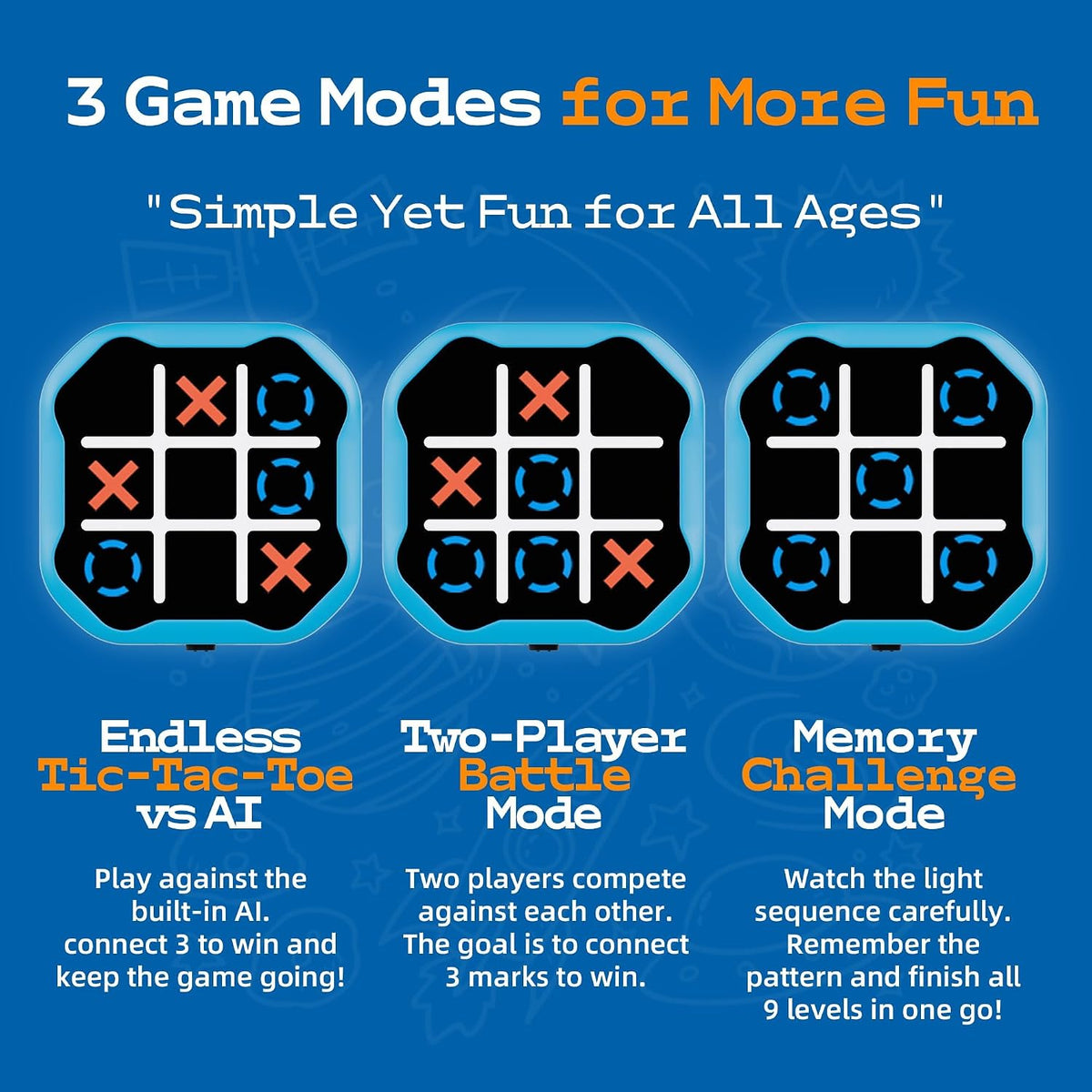 MASSRT Juego electrónico 3 en 1 de Tic Tac Toe, Juego digital de Ti...