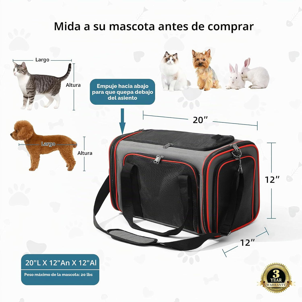 EliteField Transportador de mascotas de lados suaves (aprobado por...