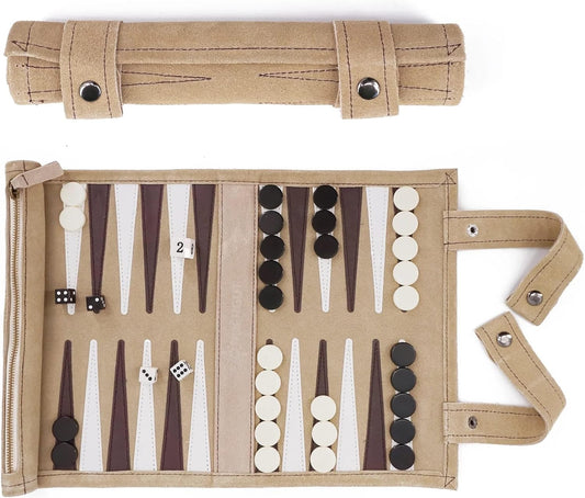 Sondergut Juego de backgammon de gamuza portátil enrollable, para a...