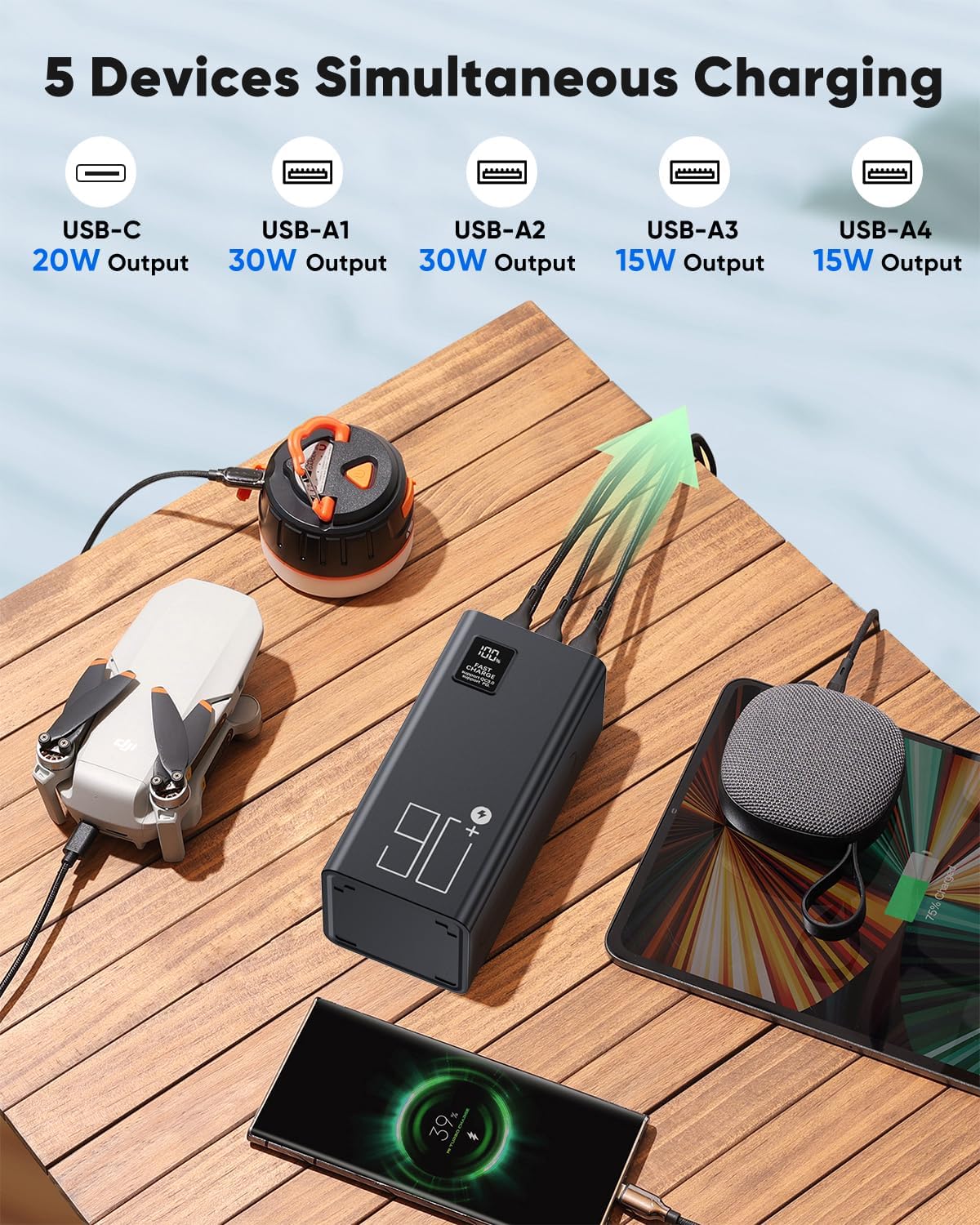 Banco de energía de alta capacidad de 90000 mAh, cargador portátil...