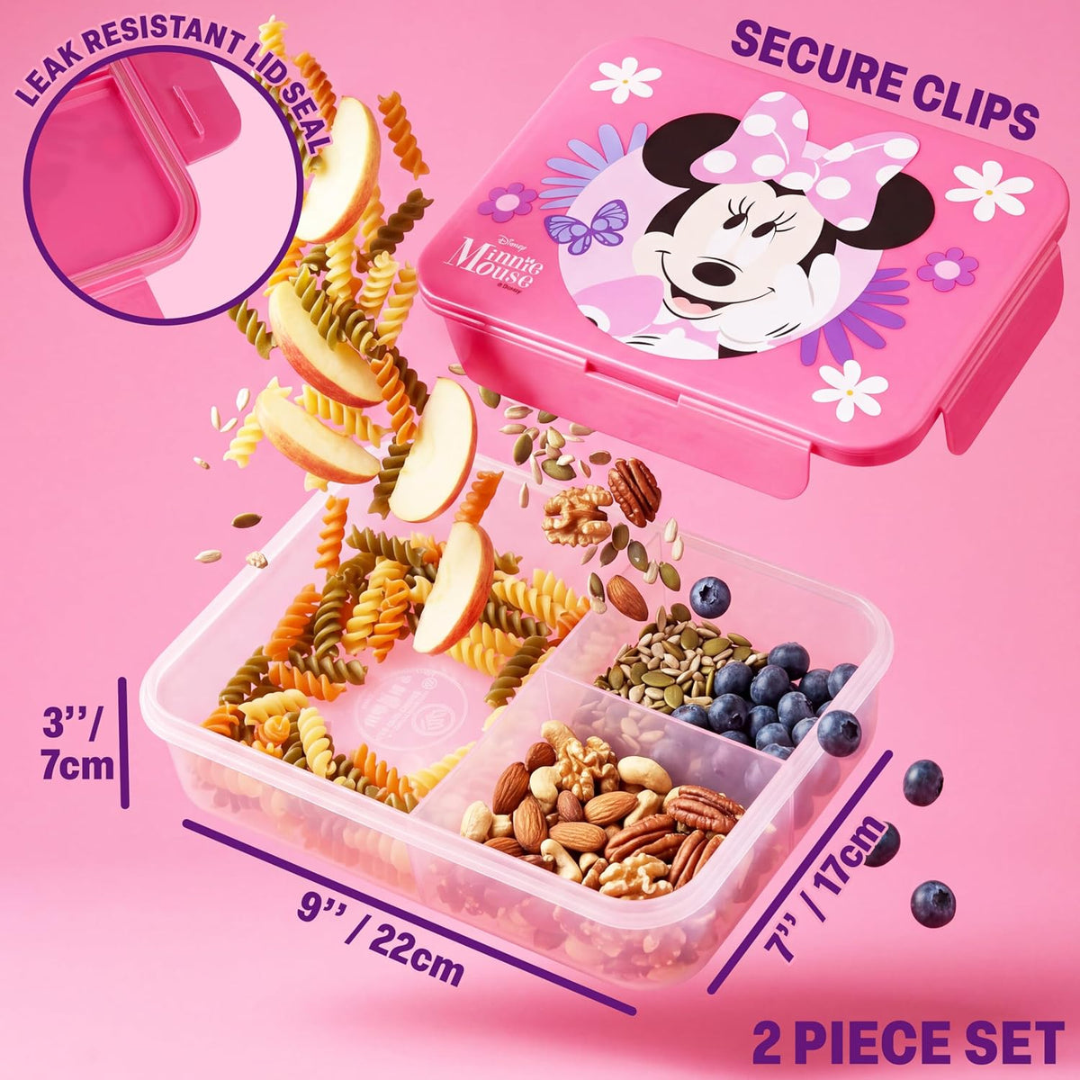 Get Trend Disney Minnie Mouse - Juego de 2 cajas de almuerzo para n...
