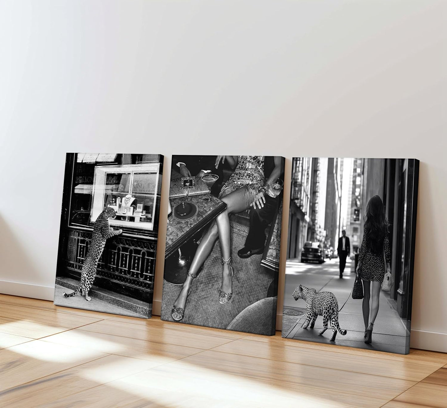 3 piezas Funky Girl - Lienzo de leopardo para pared, diseño de guep...