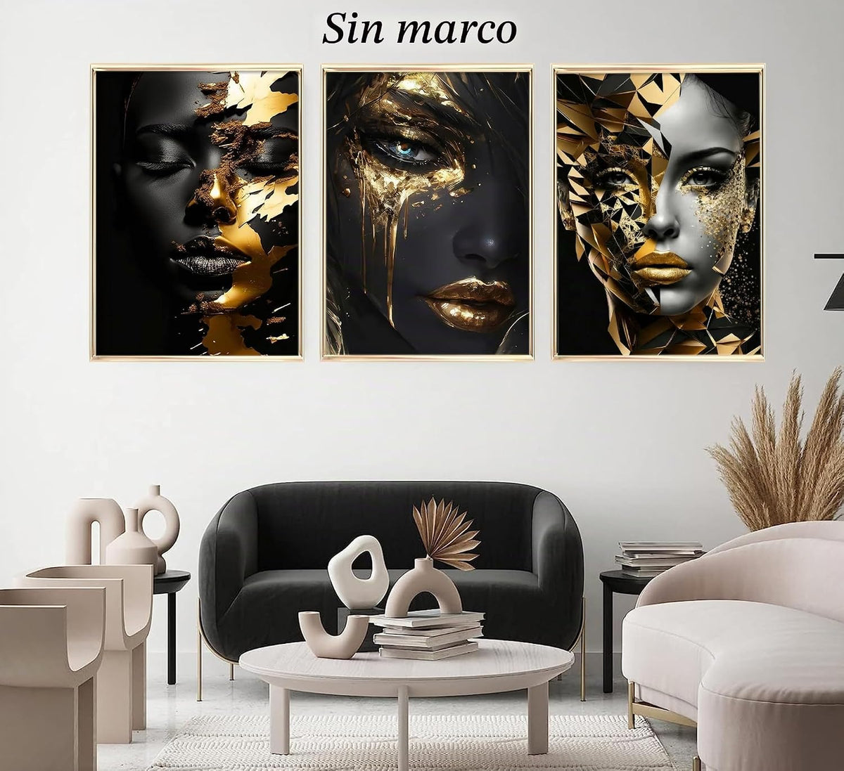 Arte abstracto de mujer negra en lienzo para pared, pintura de muje...