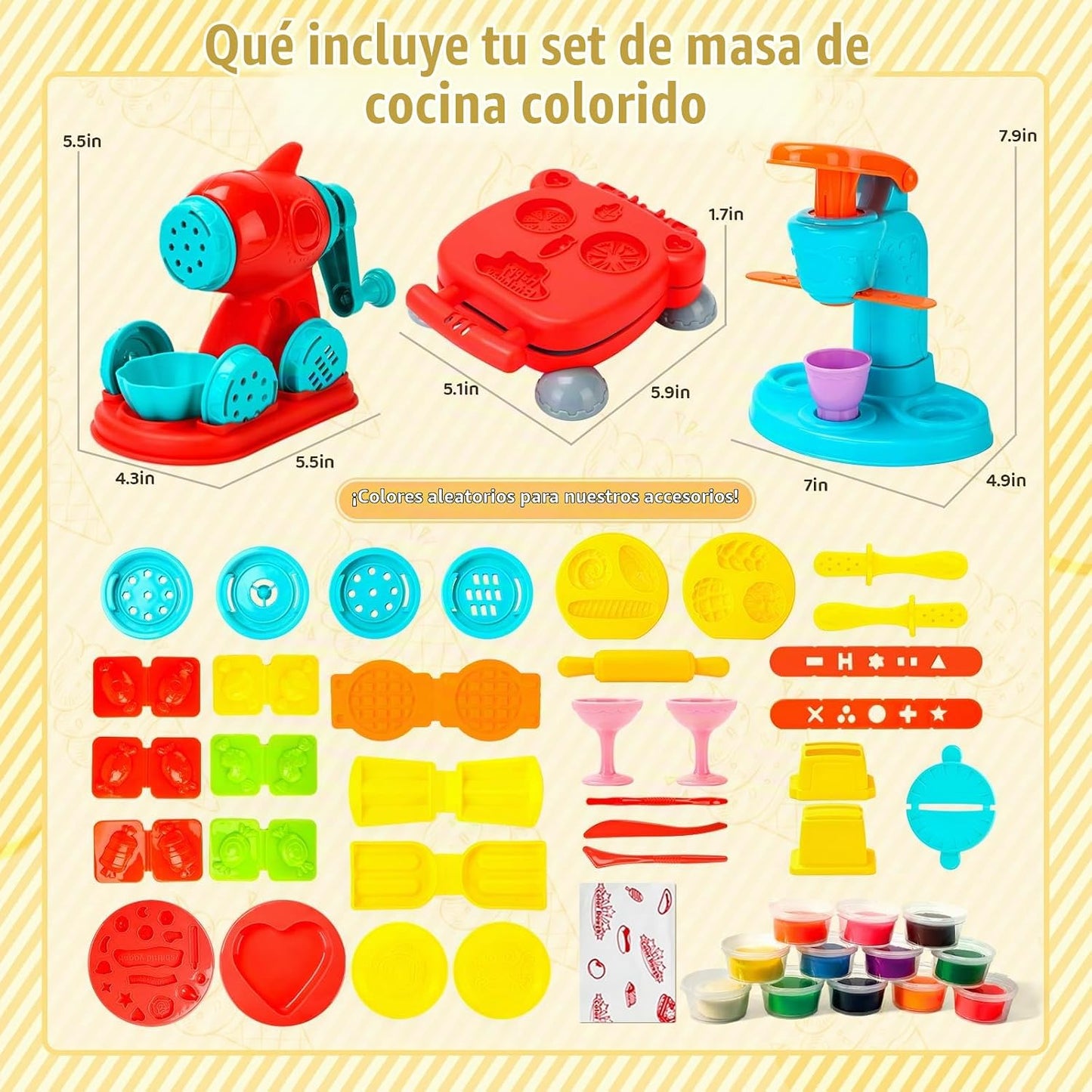 Aprilwolf Juego de 59 piezas de masa 3 en 1 para niños de 3 a 4 a 8...