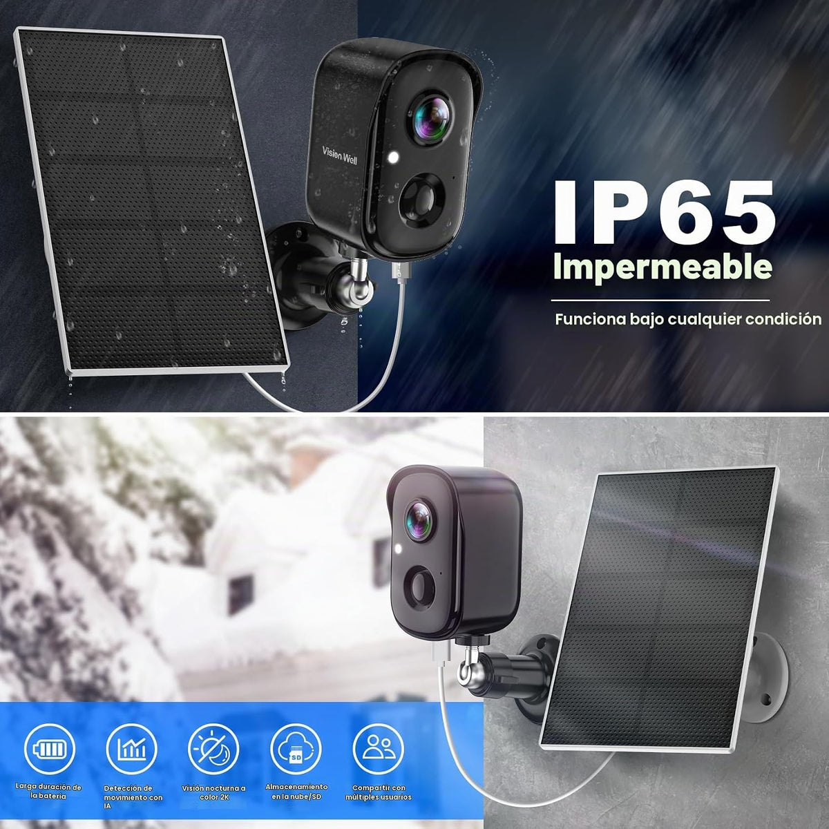 Cámaras de seguridad inalámbricas para exteriores, cámaras solares...
